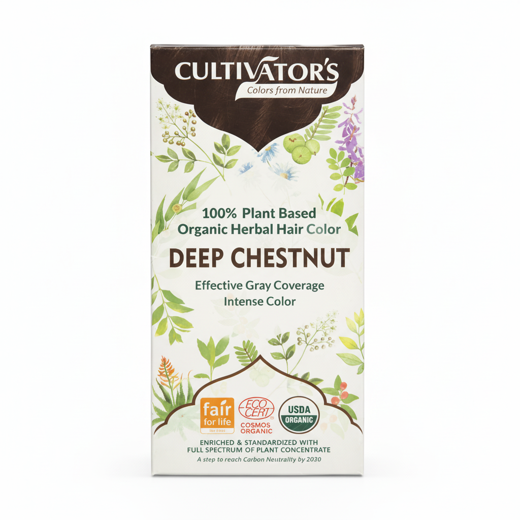 100% Organic Herbal Hair Color - Deep Chestnut
