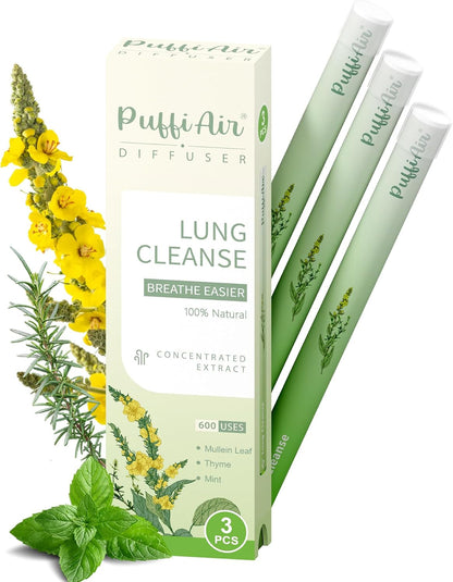 Herbal Diffuser Pen, Detox Diffuser with Mullein, Thyme & Mint for Better Breathing, All Natural Swap - up to 600 Uses (Varies by Usage), 2 Diffusers, 1 Pack
