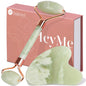 BAIMEI Icyme Gua Sha & Jade Roller Facial Tools Face Roller and Gua Sha Set for Puffiness and Redness Reducing Skin Care Routine, Self Care for Men Women - Green