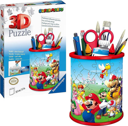 Ravensburger - Super Mario Pencil Cup - 3D Jigsaw Puzzle - Buildable Desk Organizer Featuring Iconic Mario Graphics - 54 Sturdy Plastic Pieces - Premium Quality - Fun for Kids & Adults