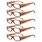 5 Pack Rectangle Stylish Reading Glasses R040-A