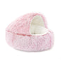 Warm Cat Bed round Plush Fluffy Hooded Cat Bed Cave, Cozy for Indoor Cats or Small Dog Beds, Soothing Pet Beds Doughnut Calm Anti-Nxiety Dog Bed - Waterproof Bottom Washable, 20Inches Soft 2-In-1 Covered Cat Bed Cushion