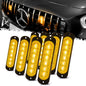 DIBMS Dual Color LED Emergency Strobe Lights - 8X Amber & White 6 LED Warning Light Bar for Cars, Trucks, Vans, ATVs & SUVs - Surface Mount Hazard Lights