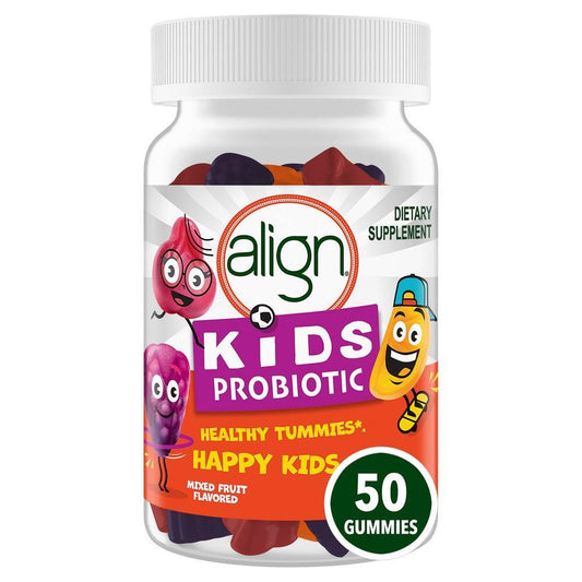 Align Kids Probiotic Gummies, Digestive Health Support, Mixed Fruit Flavor, 50 Count