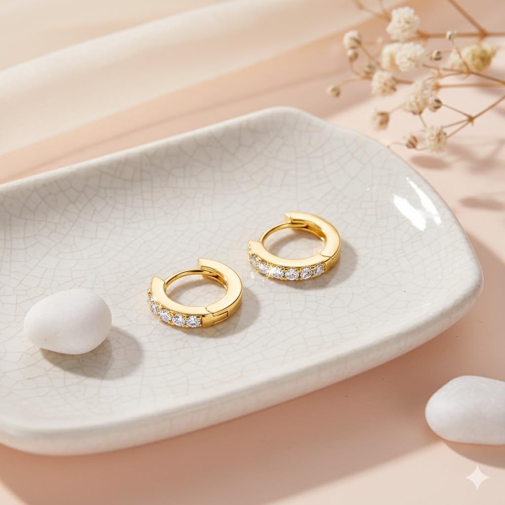 Yiidcii 14K Gold Hoop Earrings for Women 14K Gold Earrings for Women (12mm)