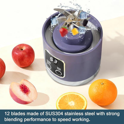 Portable Juicer, USB Rechargeable Juice Extractor Cup with LED Display, Fruit Juicer, Vegetable Juicer, Suitable for Outdoor Carrying Use, BPA Free Eco-Friendly Juicer Machine, Travel Mate and Kitchen Gadgets, Valentine'S Day Gifts for Adults