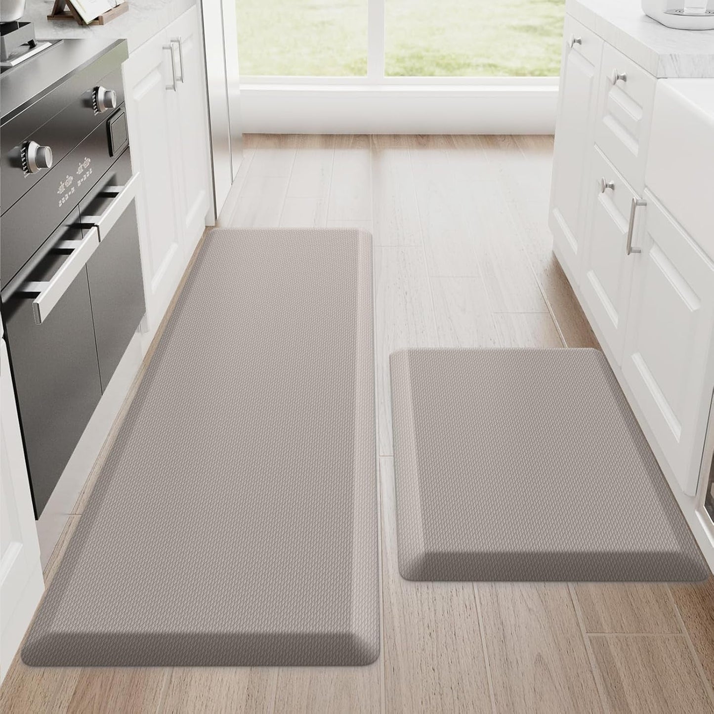 Kitchen Mats, 2PCS Kitchen Rugs, Cushioned anti Fatigue Kitchen Mats for Floor, Non-Slip Standing Desk Mat, Waterproof Kitchen Rug Set for Kitchen,20" X 32"+20" X 94.5"-Full 1Inch Thick,Black