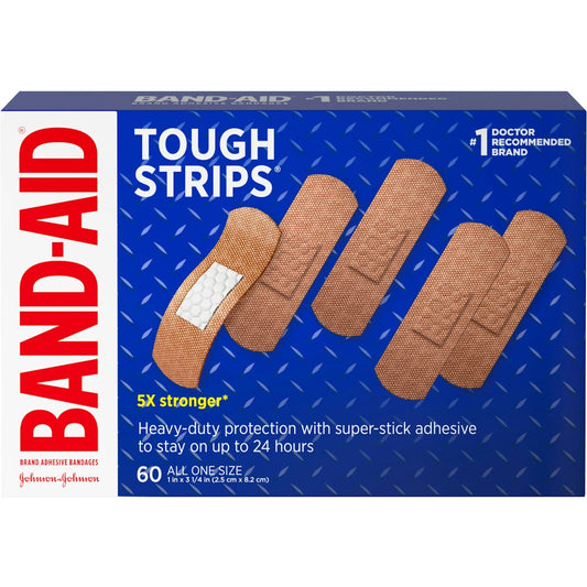 Band-Aid Tough Strips  Adhesive Bandages  All One Size 60 Ea