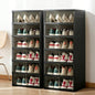 NLDD Extra-Wide & Tall 9-Tier Shoe Cabinet Holds 18 Pairs Clear Doors Wheels for Effortless Storage Stackable Reinforced Frame Ventilation Holes