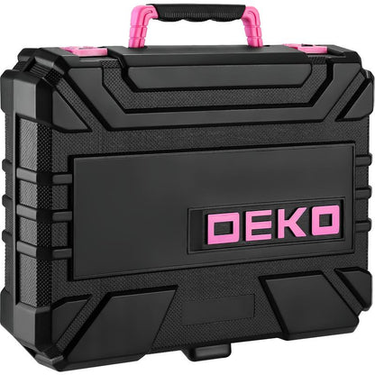 DEKOPRO 126-Piece Pink Household Tool Set with 8V Cordless Drill, Rechargeable Battery, All-In-One Compact Tools Kit, Perfect Christmas Gift, Ideal for Home Repairs & DIY Projects