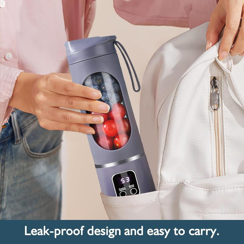 Portable Juicer, USB Rechargeable Juice Extractor Cup with LED Display, Fruit Juicer, Vegetable Juicer, Suitable for Outdoor Carrying Use, BPA Free Eco-Friendly Juicer Machine, Travel Mate and Kitchen Gadgets, Valentine'S Day Gifts for Adults