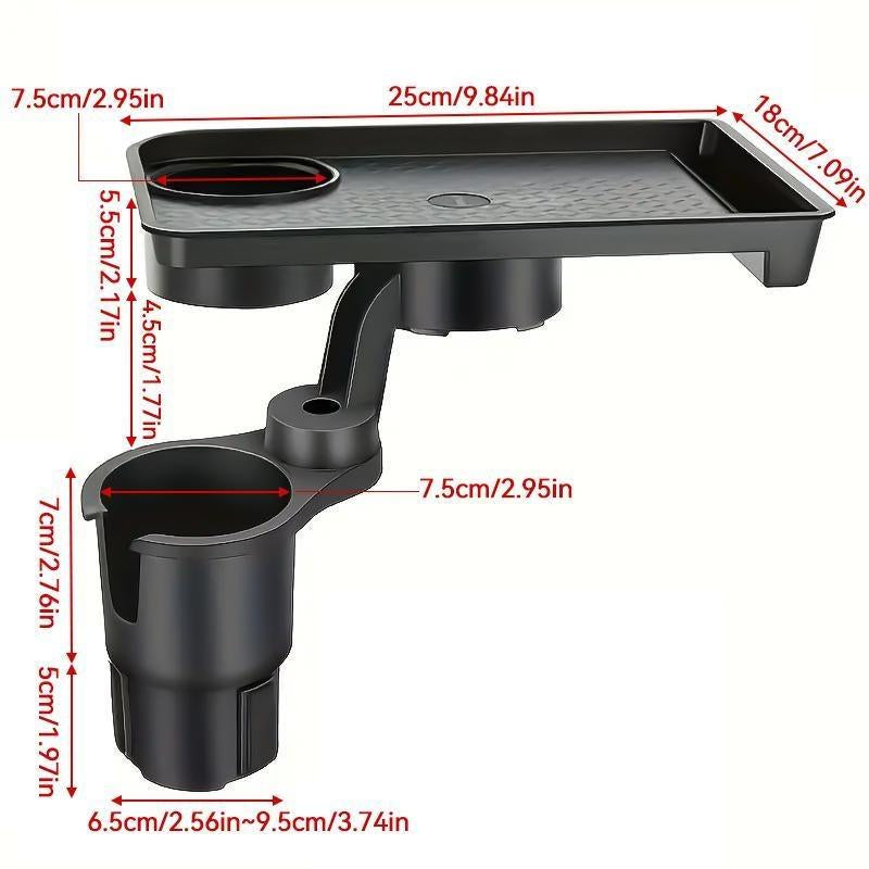Car Cup Holder, Dual-Slot Design Seat Cup Holder, In-Car Beverage & Snack Storage Accessory, Automotive Organizer, Center Console Storage Box, Vehicle Organization Supplies, Rotating Cup Holder & Tray Extender