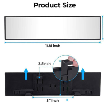 Joytutus Universal 11.81 Inch Panoramic Convex Real View Mirror for Car SUV Trucks Reversible Passengers High-Quality Glass Anti-Fall Design Easy Install Rearview Mirror