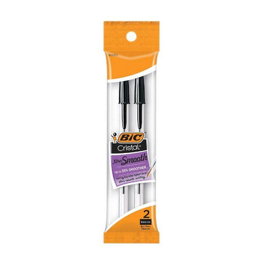 BIC Cristal Original Black Ballpoint Pens - 24 Count (12 Packs of 2) - Medium Point