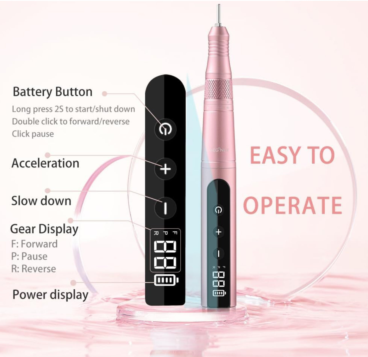 Electric Nail Drill File 35000 RPM Cordless