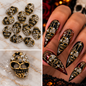 Queen - Nail Charms 10pc - #396 Gold Skulls with Plus Cross