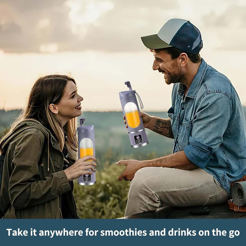 Portable Juicer, USB Rechargeable Juice Extractor Cup with LED Display, Fruit Juicer, Vegetable Juicer, Suitable for Outdoor Carrying Use, BPA Free Eco-Friendly Juicer Machine, Travel Mate and Kitchen Gadgets, Valentine'S Day Gifts for Adults
