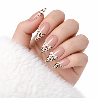Salon-Style French Tip Press-On Nails - Coffin #028