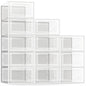 X-Large Shoe Storage Box Fit Size 11, Clear Plastic Stackable Shoe Organizer for Closet, Space Saving Foldable Shoe Rack Sneaker Container Bin Holder, 12 Pack Clear