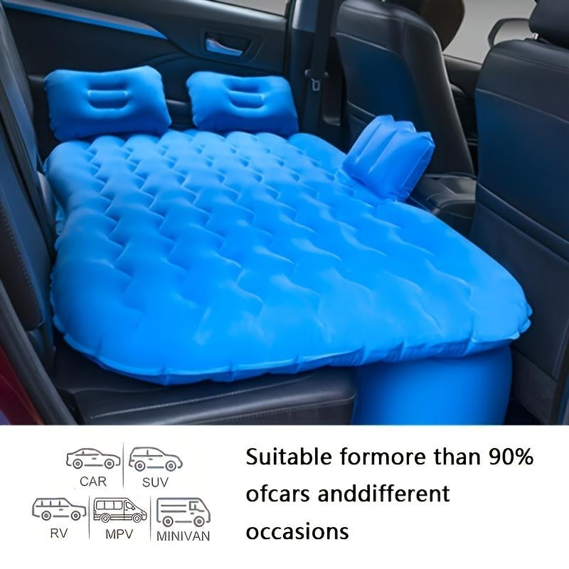Car Backseat Air Mattress Inflatable Travel Bed for SUV Sedan Holiday Road Trip Sleeping Pad Comfortable Rest for Kids Pets Soft Flocking Wavy Support