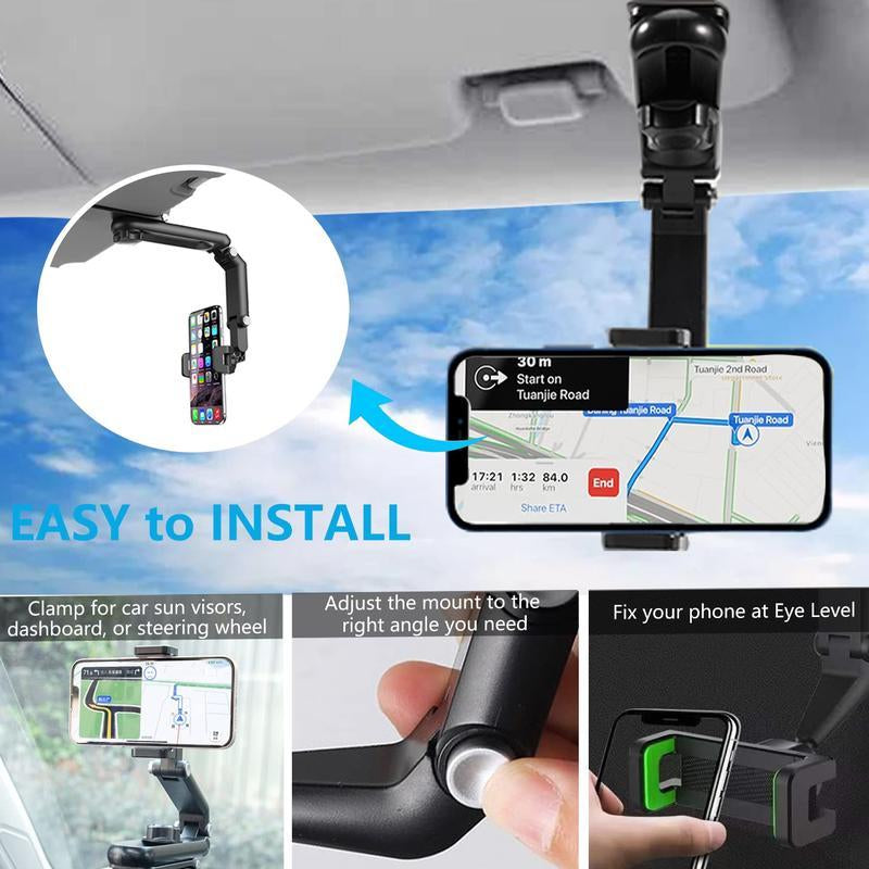 Good Quality New 1080° Multi-Function Sun Visor Universal 360 Degree Rotating Phone Holder Suitable for Any Scene Car Holder -Rotatable and Retractable