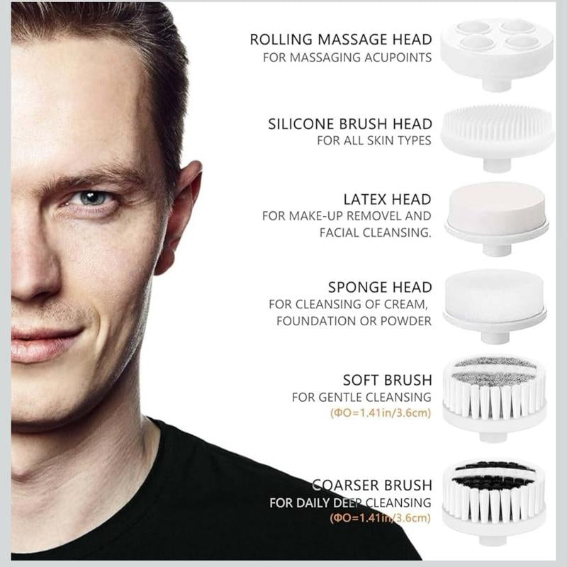 CLSEVXY Electric Face Spin Cleansing Brushes with 6 Brush Heads for Deep Cleansing, Gentle Exfoliating, Removing Blackheads & Massaging - Cleanser, Facial Wash, Facial Cleansing, Skin Repair