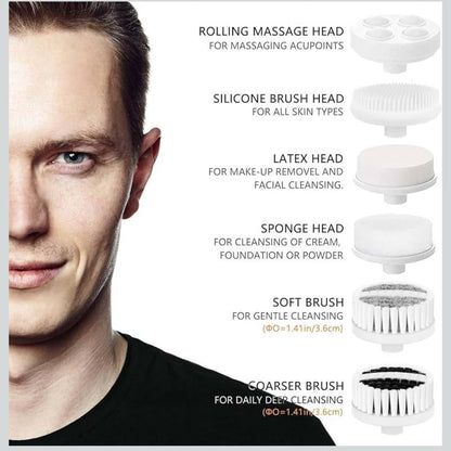 CLSEVXY Electric Face Spin Cleansing Brushes with 6 Brush Heads for Deep Cleansing, Gentle Exfoliating, Removing Blackheads & Massaging - Cleanser, Facial Wash, Facial Cleansing, Skin Repair
