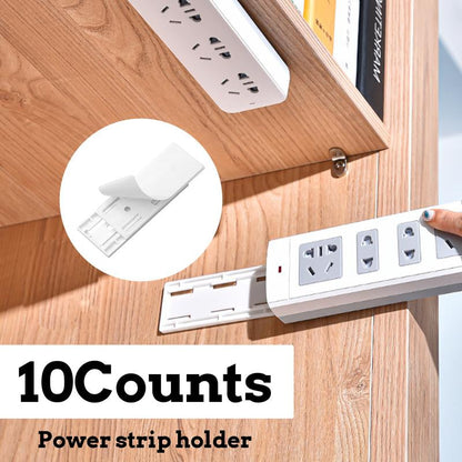 10 Counts Self Adhesive Power Strip Holder, Multi-Surface Socket Fixer - Tile/Wood/Metal Compatible with 12 Assorted Colors