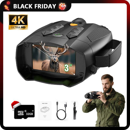 Nitehawk 4K Night Vision Binoculars - 10X Zoom, Rechargeable, 32GB SD Card Included - Perfect Cool Tech Gadgets for Camping and Boating - Ideal Gifts for Men, Dads, and Husbands!
