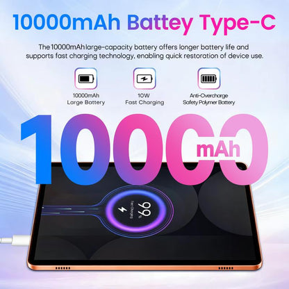 【2026 New Year Gift】X9 Tablet 256GB ROM Touchscreen Dual Camera Bluetooth Keyboard Case Mouse Stylus Type-C Charging Large Storage Portable Cellphone Smartphone