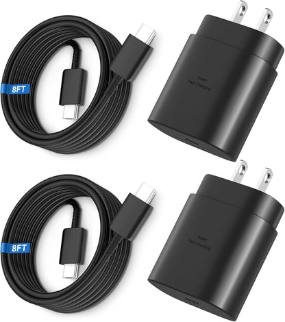 Super Fast Charger Type C, 25W USB C Wall Charger Fast Charging for Samsung Galaxy S26 Ultra/S26/S26+/S25 Ultra/S25/24 Ultra/S24/S23 Ultra/S22 Ultra with 10FT Long Android Type C Charger Cable 2Pack