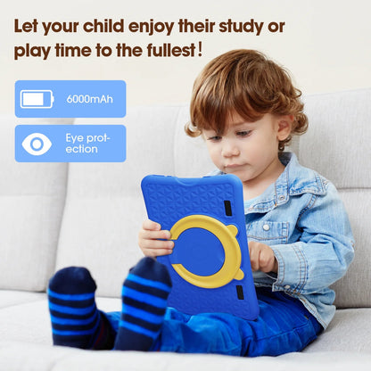 10.1 Inch Android 15 Kids Tablets 2025,6GB RAM + 64GB Rom,Parent Control Kids Education Children Tablet with Wifi,Kid-Proof Case,Blue