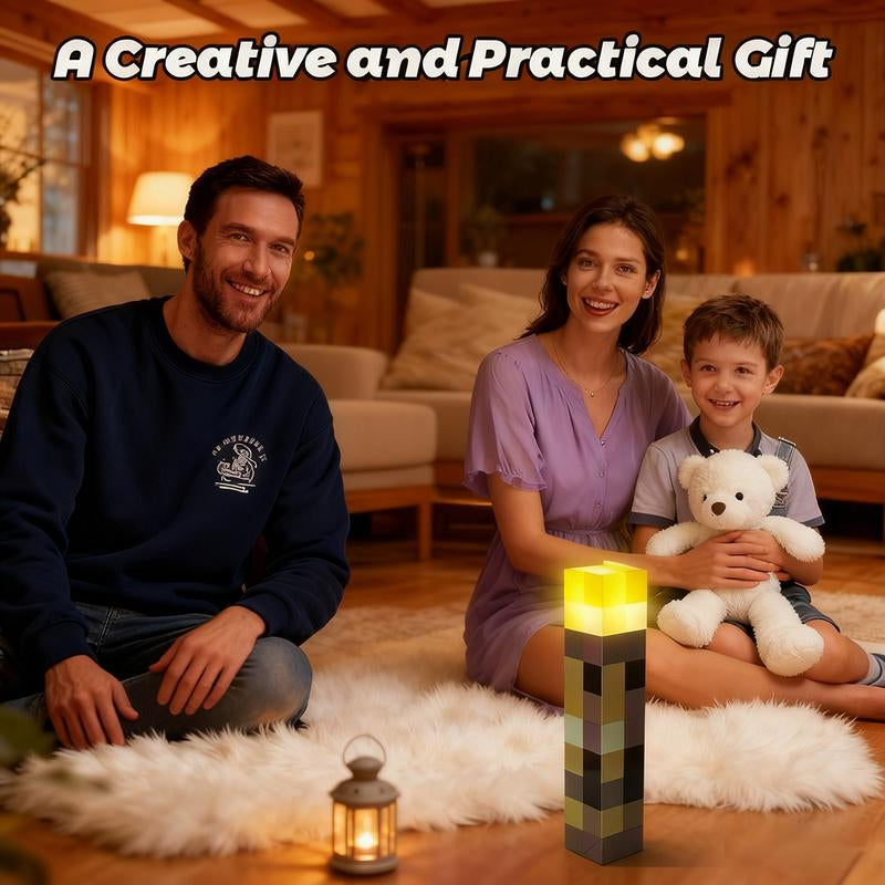 Upgraded Pixel Torch Night Light – USB Pluggable LED Wall Lamp | Handheld Flashlight for Kids Room, Holiday Party & Creative Home Decor,Gifts for Boyfriend.Birthday Gift