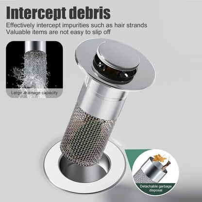 Citydry-Bathroom Sink Stopper Hair Catcher Universal Pop up Sink Drain Filter with Stainless Steel Filter Basket & Brass Drain Plug