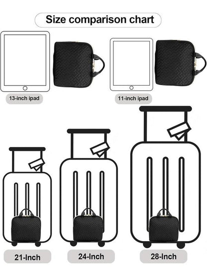 Makeup Bag 24.1Cm X 21.1Cm X 10.9Cm Quilted Design Clear Window Travel Friendly Organized Storage for Cosmetics