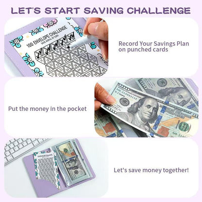 100 Days Saving Challenge Coin Envelope Budgetstorage Book - Binding Covers with Daily Savings Tracker,Habit-Forming System, and Cash Savings Goal of $5050Develop a Consistent Savings Habit