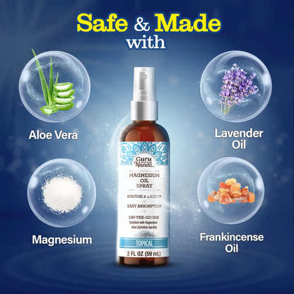 Magnesium Oil Spray for Rapid Muscle Relief & Soothing Aches - Quick Absorbing 2oz