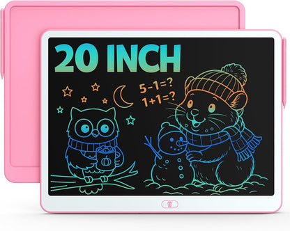 Bravokids 10 Inch LCD Writing Tablet for 3-8 Year Olds - Electronic Drawing Pad and Doodle Board as Educational Birthday Gifts for Girls and Boys (Pink)