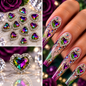 Queen - Nail Charms 10pc - #053 Gold Rainbow Hearts