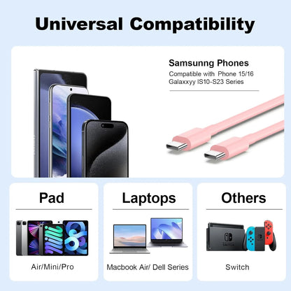 2 Pack Pink USB C Charger Blocks with 6FT Cords for iPhone 17/16/15 - Compatible with iPhone Air, Pro & Max Models