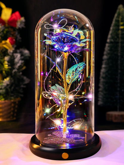 Valentines Day Birthday Gifts for Her Women Blue Rose Eternal Flower Light up Rose in Glass Dome with Butterfly, Valentine'S Flowers Gifts for Her Wife Mom Girlfriend Delivery Prime Anniversary