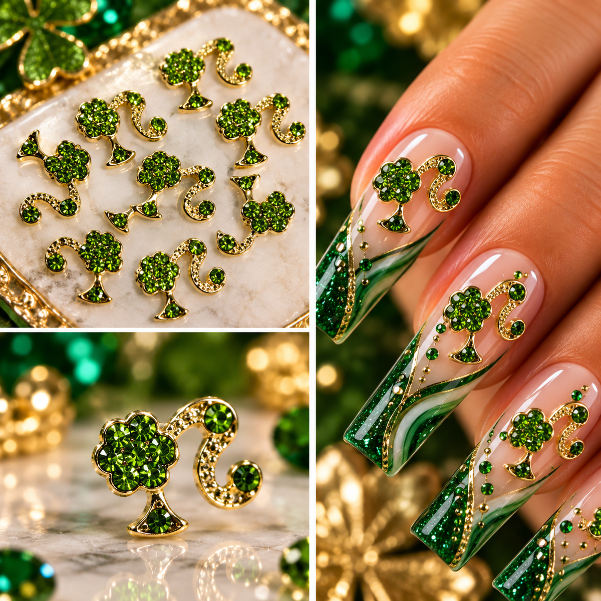 Queen - Nail Charms 10pc - #275 Gold Light Green Barbies