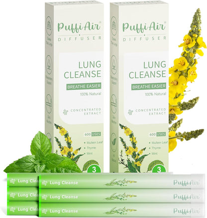 Herbal Diffuser Pen, Detox Diffuser with Mullein, Thyme & Mint for Better Breathing, All Natural Swap - up to 600 Uses (Varies by Usage), 2 Diffusers, 1 Pack