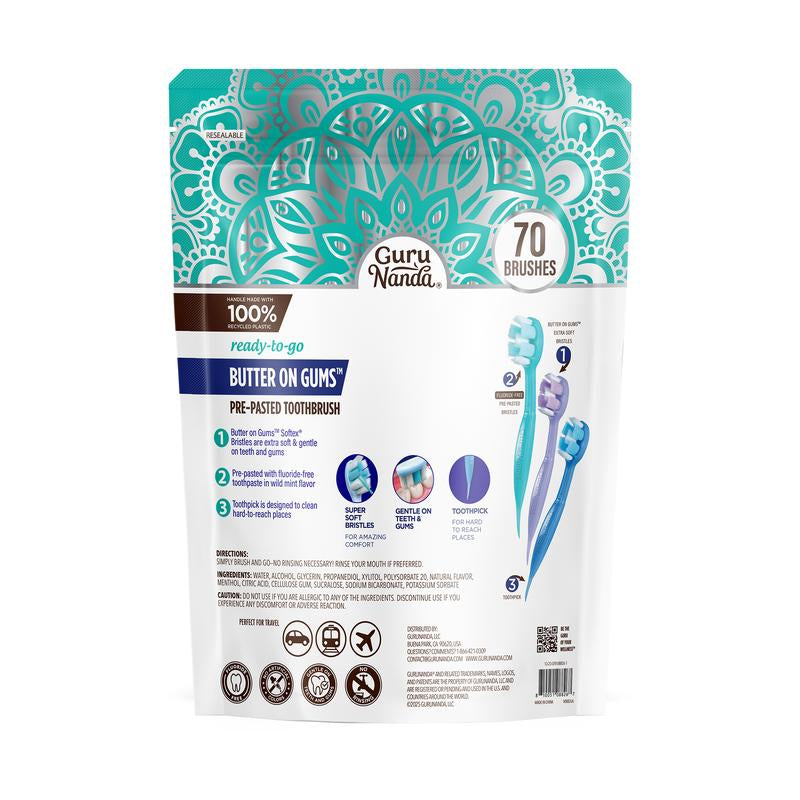 Gurunanda Ready-To-Go Brushes - 70 Count Toothbrush