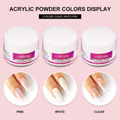 Limegirl Acrylic Nail Kit for Beginners with 75Ml ACRYLIC NAIL LIQUID Professional Nail Kit Acrylic Set with Drill Nude Acrylic Powder and Gel Nail Polish Glitter Decorations Gift for Women Manicure