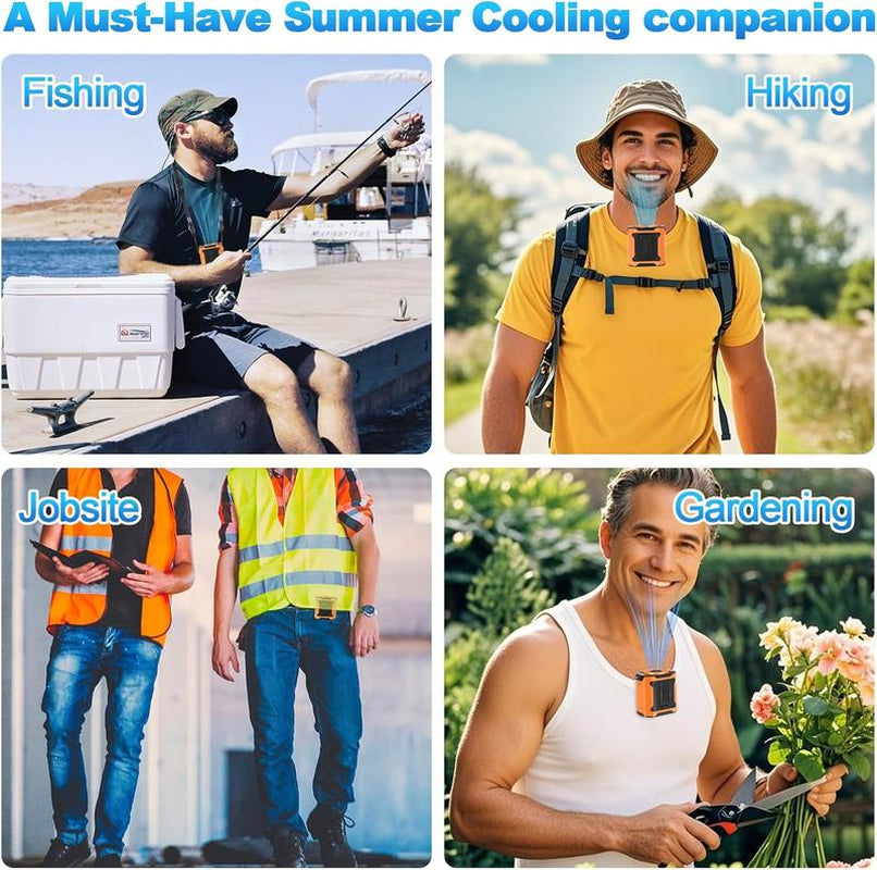 Personal Waist Portable Rechargeable Fan, 8H Runtime, 5000Mah Battery Power Bank，3 Speeds 5300RPM Airflow, LED Light, Wearable Belt Fan for Outdoor, Jobsite, Farms, Traveling, Fishing