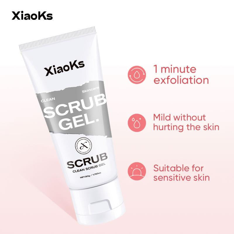 Xiaoks Clean Scrub Gel (3-Pack) with Carbomer & Betaine - 1-Minute Exfoliation, Mild & Gentle for Sensitive Skin - Non-Irritating Daily Exfoliator - 50G Each
