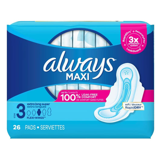 Always Maxi Size 3 Extra Long Super Absorbency 6x26ct