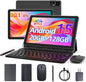 Android 15 Tablet 10 Inch, 20GB RAM+128GB ROM/ 2TB Expandable, 2.0Ghz Quad-Core Processor, 1280*800 HD Screen, 5G Wifi6 BT 5.0, 2 in 1 Tablets with Keyboard Case Mouse Stylus, Widevine L1 Blue
