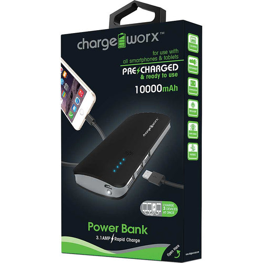 ChargeWorx® CX6740 10000mAh Portable Power Bank – Triple USB